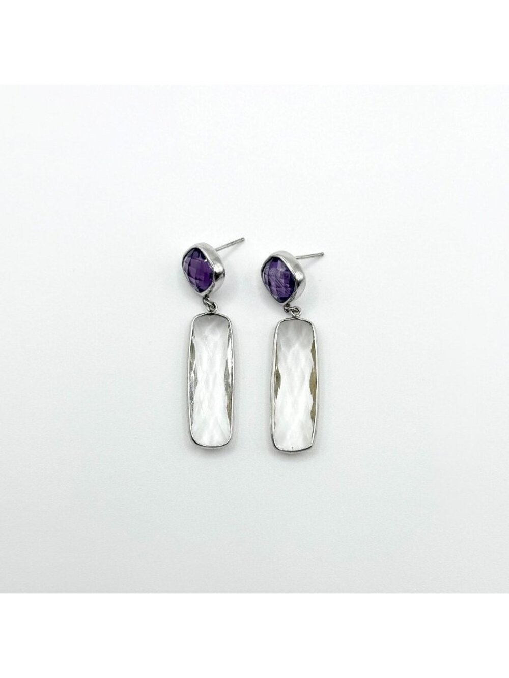 Sterling Silver Earrings With Purple Amethyst Stone